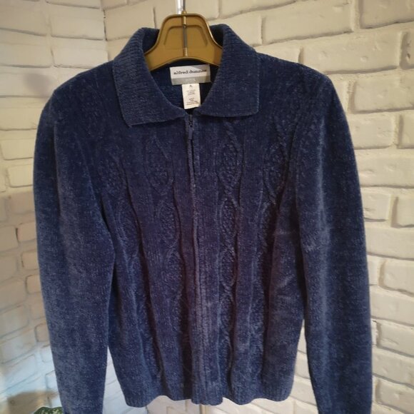 Alfred Dunner Petite Ladies Chenille Zip Front Cardigan - Picture 1 of 9